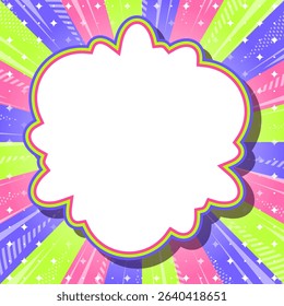 Sunburst, Frame Background, Concentration Line, Sparkle Decoration, Pop Design, Cloud Frame, Comic Style, Square Size