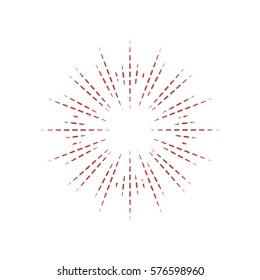 Sunburst frame. Retro gold Sun burst shape. Vintage explosion logo, label, badge. Firework design element. Old light rays radiating from a center. Retro, vintage, hipster style