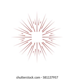 Sunburst frame. Retro Sun burst shape. Vintage explosion logo, label, badge. Firework design element. Old light rays radiating from a center. Retro, vintage, hipster style starburst.