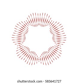 Sunburst frame. Retro Sun burst shape. Vintage explosion logo, label, badge. Firework design element. Old light rays radiating from a center. Retro, vintage, hipster style