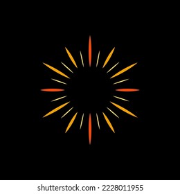 Icono de color del vector del marco de explosión solar sobre fondo negro en estilo plano