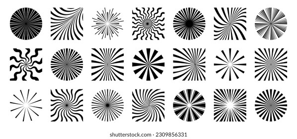 Sunburst geometric elements collection. Set of sunbeam shapes elements - Shutterstock ID 2309856331