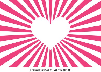 Sunburst glowing heart abstract background. Valentine's day. valentine's frame.