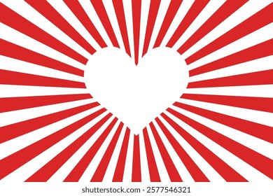 Sunburst glowing heart abstract background. Valentine's day. valentine's frame.