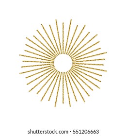 Sunburst gold glitter effect isolated on white background. Light star burst use for logo, labels and badges. Vector Illustration