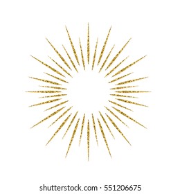 Sunburst gold glitter effect isolated on white background. Vintage light star burst use for logo, labels and badges. Vector Illustration