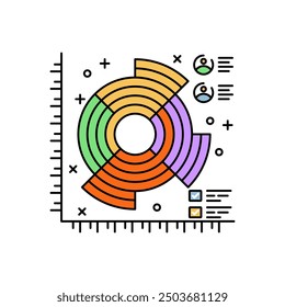 Sunburst Graph Fill Color Icon, Vector illustration