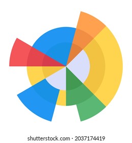 Sunburst graph icon, flat editable design