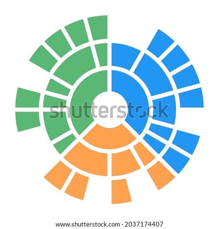 Sunburst graph icon, flat editable design