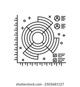 Sunburst Graph Outline Icon, Vector illustration