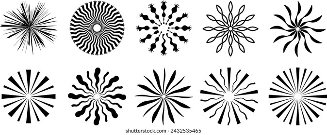 sunburst gráfico sunshine elemento conjunto abstracto vector fondo