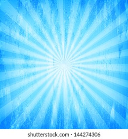 Sunburst Grunge Blue Pattern. Vector illustration