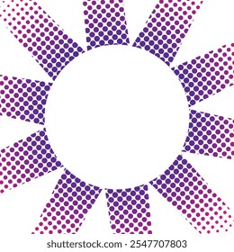 Sunburst Halftone Circle Frame Sunbeam Abstract Background Retro Comic Dot Pattern design element Vector.