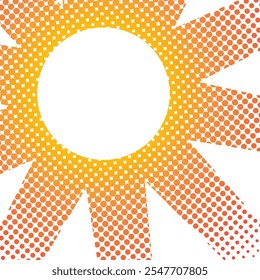 Sunburst Halftone Circle Frame Sunbeam Abstract Background Retro Comic Dot Pattern design element Vector.