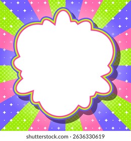 Sunburst with Halftone Pattern, Frame Background, Sparkle Pattern Decoration, Pop Design, Cloud Frame, Square Size