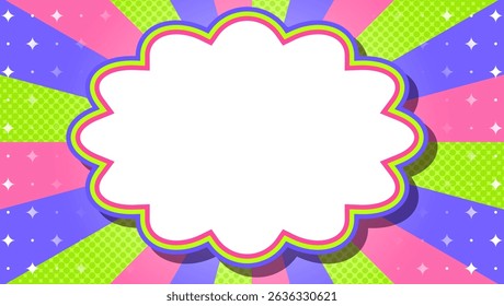 Sunburst with Halftone Pattern, Frame Background, Sparkle Pattern Decoration, Pop Design, Cloud Frame