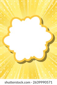 Sunburst with Halftone Pattern, Frame Background, Concentration Line, Sparkle Decoration, Pop Design, Cloud Frame, Vertical