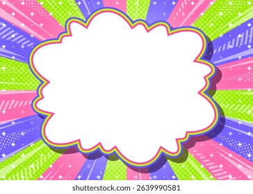 Sunburst with Halftone Pattern, Frame Background, Concentration Line, Sparkle Decoration, Pop Design, Cloud Frame