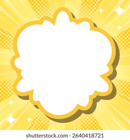 Sunburst with Halftone Pattern, Frame Background, Concentration Line, Sparkle Decoration, Pop Design, Cloud Frame, Comic Style, Square Size