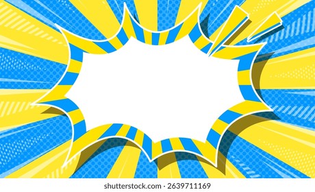 Sunburst with Halftone Pattern, Scream Bubble Frame Background, Concentration Line Decoration, Comic Style, Summer Colors