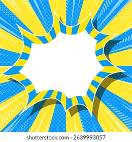Sunburst with Halftone Pattern, Scream Bubble Frame Background, Concentration Line Decoration, Comic Style, 
Summer Colors, Square Size