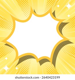 Sunburst with Halftone Pattern, Scream Bubble Frame Background, Concentration Line, Sparkle Effect Decoration, Comic Style, Square Size
