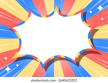 Sunburst with Halftone Pattern, Scream Bubble Frame Background, Concentration Line, Sparkle Effect Decoration, Comic Style