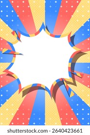Sunburst with Halftone Pattern, Scream Bubble Frame Background, Sparkle Effect Decoration, Comic Style, Vertical