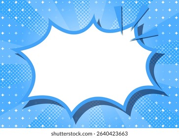 Sunburst with Halftone Pattern, Scream Bubble Frame Background, Sparkle Effect Decoration, Comic Style