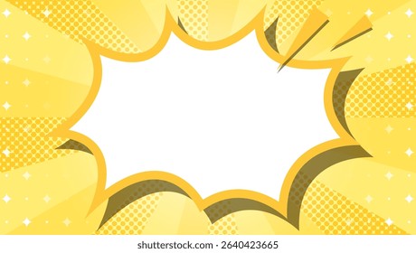 Sunburst with Halftone Pattern, Scream Bubble Frame Background, Sparkle Effect Decoration, Comic Style