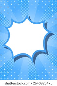 Sunburst with Halftone Pattern, Scream Bubble Frame Background, Sparkle Effect Decoration, Comic Style, Vertical