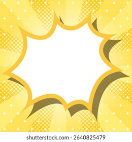 Sunburst with Halftone Pattern, Scream Bubble Frame Background, Sparkle Effect Decoration, Comic Style, Square Size