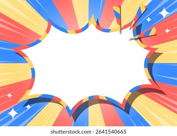 Sunburst with Halftone Pattern, Scream Bubble Frame Background, Concentration Line, Sparkle Effect Decoration, Comic Style