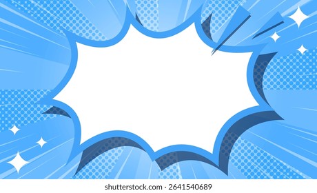 Sunburst with Halftone Pattern, Scream Bubble Frame Background, Concentration Line, Sparkle Effect Decoration, Comic Style