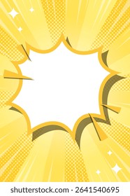 Sunburst with Halftone Pattern, Scream Bubble Frame Background, Concentration Line, Sparkle Effect Decoration, Comic Style, Vertical