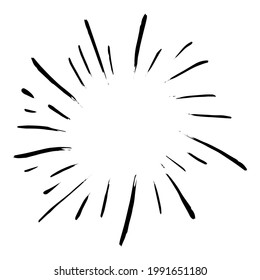 sunburst hand drawn. doodle background design element. isolated white background. vector illustration