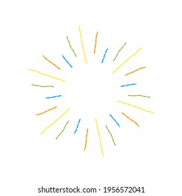 Doodle dibujado a mano de Sunburst, icono de objeto simple, explosión inicial ilustración vectorial