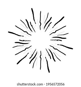 Sunburst hand drawn doodle, object icon, starburst explosion, vector illustration