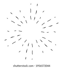Estilo de doodle dibujado a mano por Sunburst, diseño de icono de objeto, explosión de arranque, ilustración vectorial