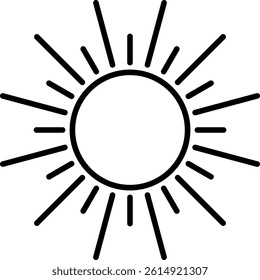 Sunburst icon, bright sun with luminous bright beams flat vector icon