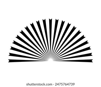 Sunburst icon. Half circle with radial rays. Starburst with sunrise. Vector hand drawn starburst collection. Lines ray on white background. Spark of star. Vector illustration.