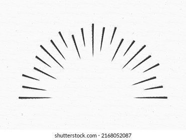 Sunburst icon. Half circle sun burst or starburst collection isolated on the grunge background. Vector illustration.