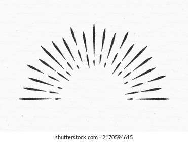 Sunburst icon. Half circle sun burst or starburst collection isolated on the grunge background. Vector illustration.