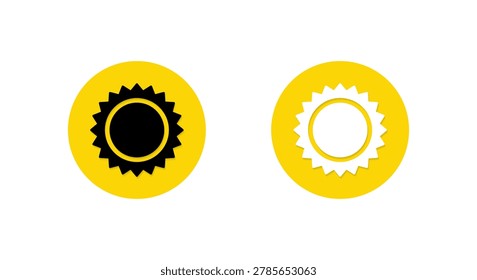 Sunburst icon with shadow. Sun shine symbol. Sunny weather and summer season sign