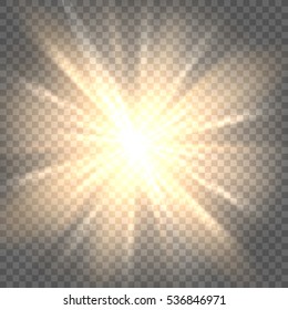 Sunburst icon. Sun rays on transparent background vector illustration