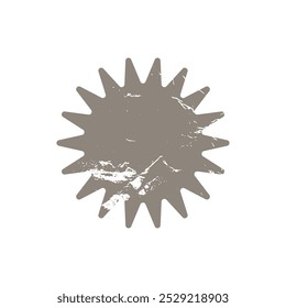 Sunburst icon vector grunge badge tag. Starburst gray shabby promo banner design element Empty sale label.