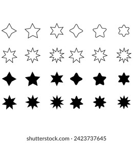 Sunburst icon vector set. Stars illustration sign collection. Price tag symbol. Retro star logo.