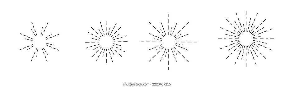Sunburst icons . Burst icons. Sunburst vector icon set. Sunbeam, sunrise, sunlight, sunset, sunrays. Sun rays icons. Vintage burst. Rerto burst. Vector
