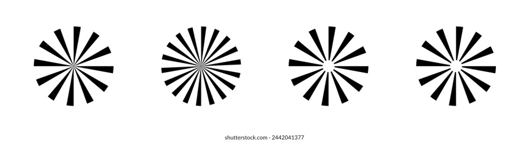 Sunburst icons. Sun explosion rays vector icons. Sunrays icons set. Vector