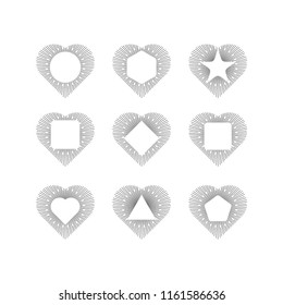Sunburst ink vector set. Vintage and hipster sun rays frames collection
